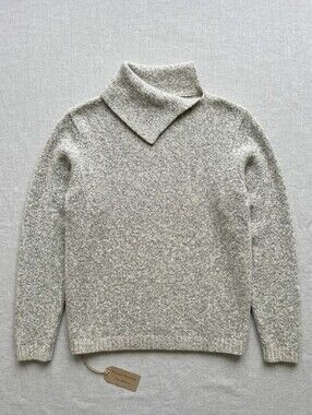 Penmans Medium Grey Marl Vintage Asymmetrical Mock Neck Knit Sweater Gorpcore